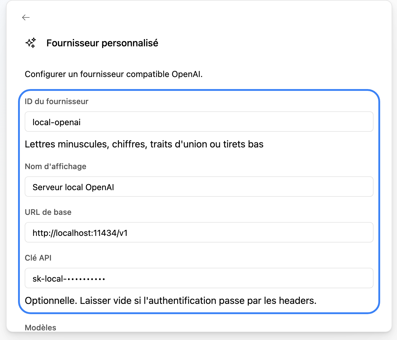 Fill in the identity and the API